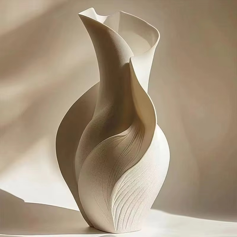 Dried Flower Bulk - Vaso de cerâmica nórdico abstrato grama